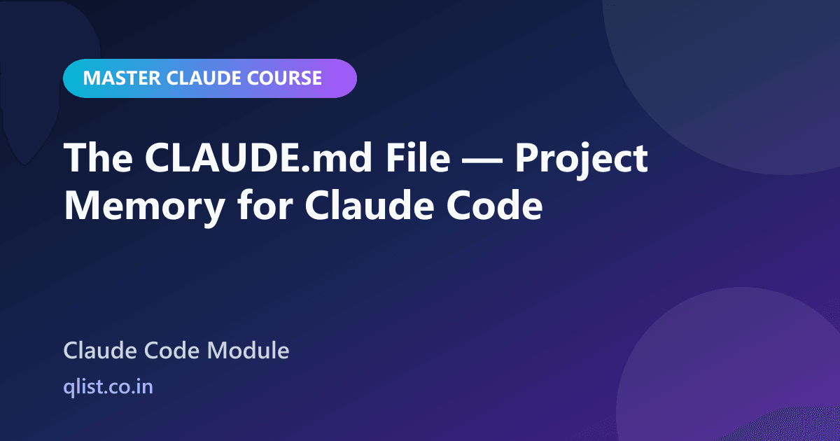 The CLAUDE.md File | Master Claude Course | QList